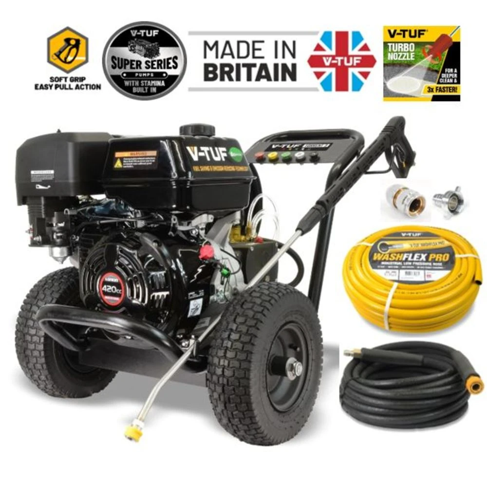 V-TUF Torrent 3 4000psi, 280 Bar, 15L/min Industrial 15HP Petrol Pressure Washer