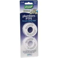 Ultratape Rhino Plumbers PTFE Tape, 12mm X 12m 2 Pack