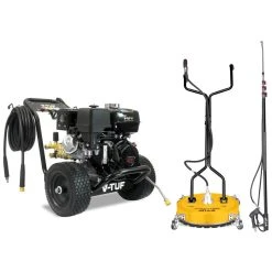 V-TUF DD080 Industrial 9HP Honda Petrol Pressure Washer + 19" Surface Cleaner + 8M High Reach Telescopic Lance + Turbo Nozzle